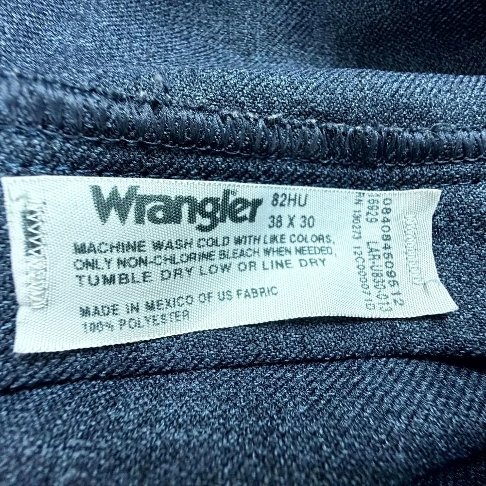 Vintage Wrangler 82HU Dress Jeans Pants Mens 38 Blue Gray Straight Leg Retro